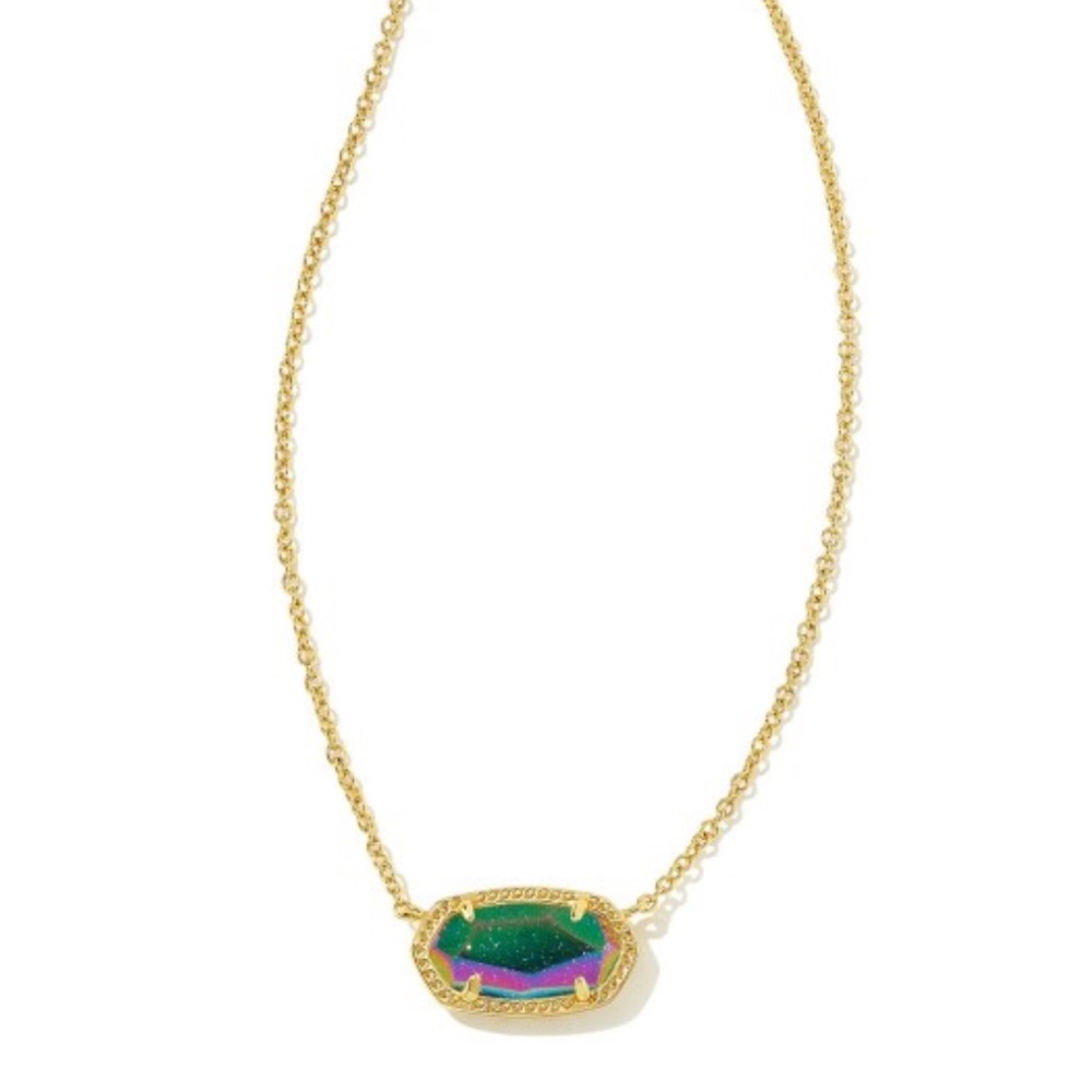 Kendra Scott "Elisa" Pendant Necklace in Iridescent Blue Goldstone